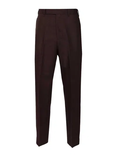 Paul Smith Linen Trousers In Burgundy