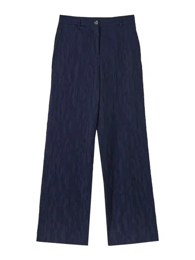 Paul Smith Pantalone Largo In Seersucker In Blue