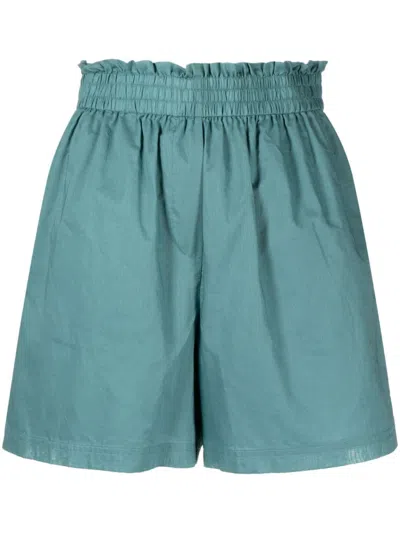 Paul Smith Paperbag-waist Cotton Shorts In Green