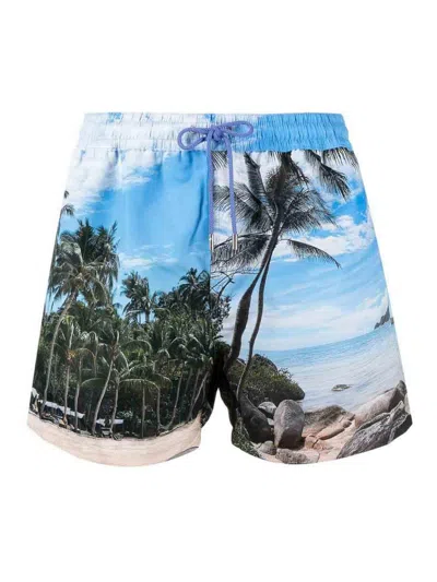 Paul Smith Paradise-print Swimming Shorts In Blue