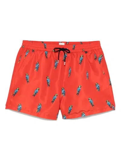 Paul Smith Parrots-print Swim Shorts In Red
