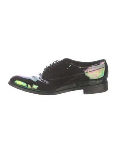 Pre-owned Paul Smith Patent Leather Oxfords In Black/green