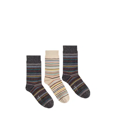 Paul Smith Pattern Socks Three-piece Pack In Black