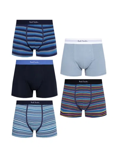 Paul Smith Patterned Boxers (set Of Five) In Blue