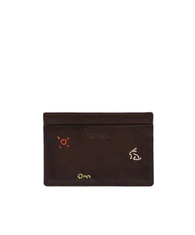 Paul Smith Patterned Card Holder In Brown