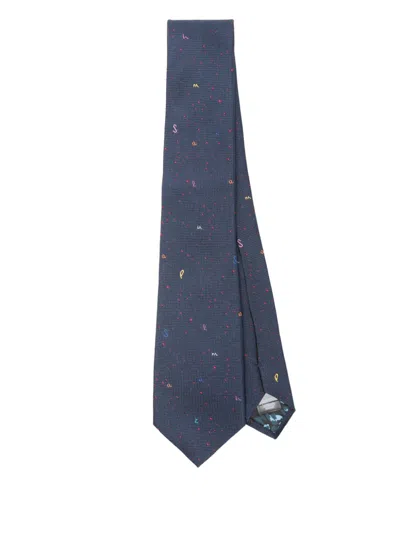 Paul Smith Patterned-jacquard Tie In Blue