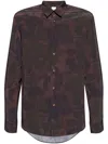 Paul Smith Camouflage Floral Print Shirt With Rear Curved Hem In 73