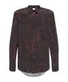 Paul Smith Camouflage Floral Print Shirt With Rear Curved Hem In Black