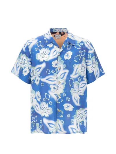 Paul Smith Patterned Short-sleeve Shirt In Blue