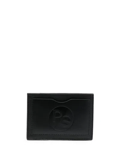 Paul Smith Debossed Logo Leather Cardholder In Black