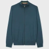 Paul Smith Petrol Blue Merino Wool Full-zip Cardigan In Blue