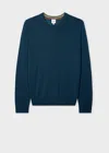 Paul Smith Petrol Blue Merino Wool V-neck Sweater In Blue