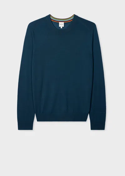 PAUL SMITH PETROL BLUE MERINO WOOL SWEATER