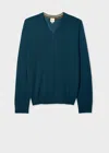 Paul Smith Petrol Blue Merino Wool V-neck Sweater In Green