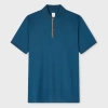Paul Smith Petrol Blue 'signature Stripe' Trim Polo Shirt In Blue