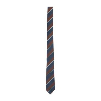 Paul Smith Petrol Blue Striped Silk Tie In Multi