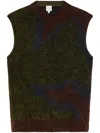 Paul Smith Dark Grey And Green 'photogram Leaves' Mohair-blend Knitted Vest In Green