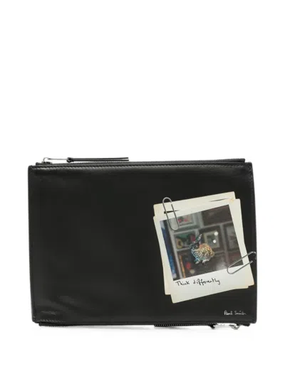 Paul Smith Photographic-print Leather Travel Pouch In Red