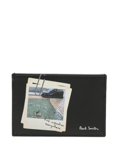 Paul Smith Photo-print Leather Cardholder In Black