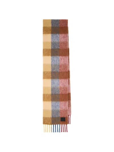 Paul Smith Pink Brushed Check Scarf In Multi