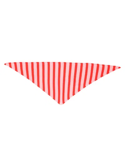 Paul Smith Pink Lambswool Striped Triangular Scarf In Red