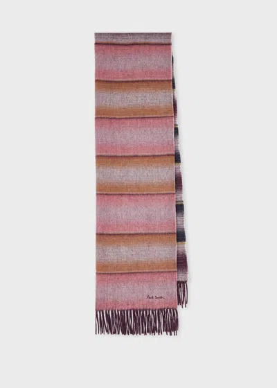 Paul Smith Pink Stripe Wool Scarf Red