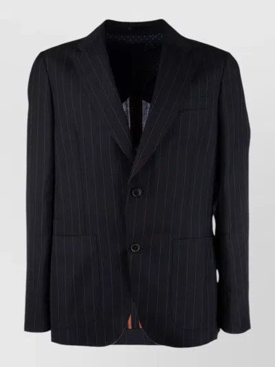 Paul Smith Pinstripe Jacket And Gilet Front Pockets In Blue