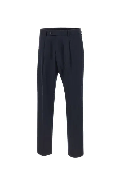 Paul Smith Pinstripe Pleated Trousers In Blue
