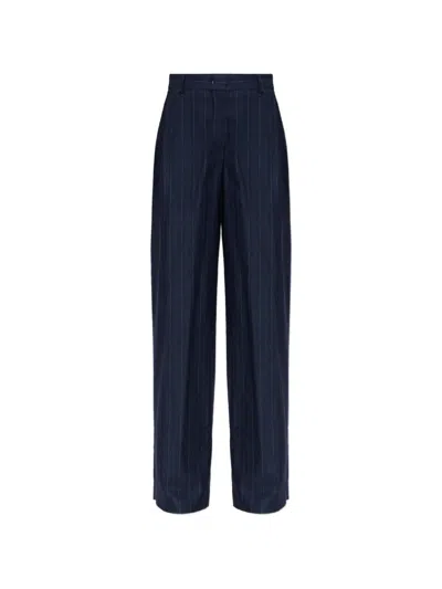 Paul Smith Pinstriped Pleated Trousers In Blue