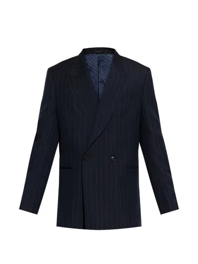 Paul Smith Pinstripe-pattern Double-breasted Blazer In Blue