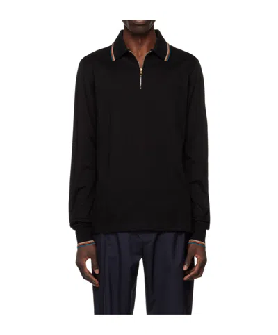 Paul Smith Piped-trim Detail Polo Shirt In Black