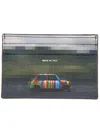 Paul Smith Black Leather 'pixelated Mini' Card Holder In Gray