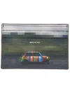 Paul Smith Black Leather 'pixelated Mini' Card Holder In Gray