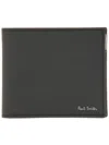 Paul Smith Textured Lambskin Bifold Wallet With Signature Detail In Black
