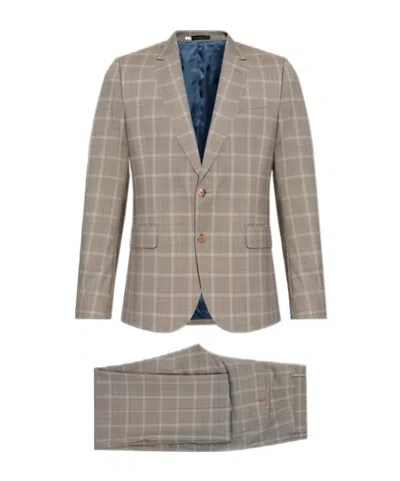 Paul Smith Plaid-check Suit In Sand