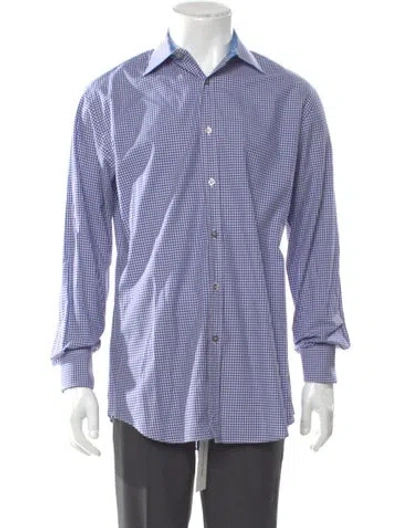 Pre-owned Paul Smith Plaid Print Long Sleeve Dress Shirt In Blue