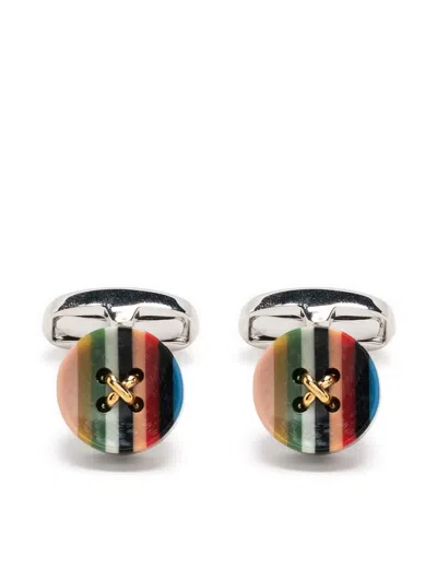 Paul Smith Plaque-detail Metallic Cufflinks In Multicolour