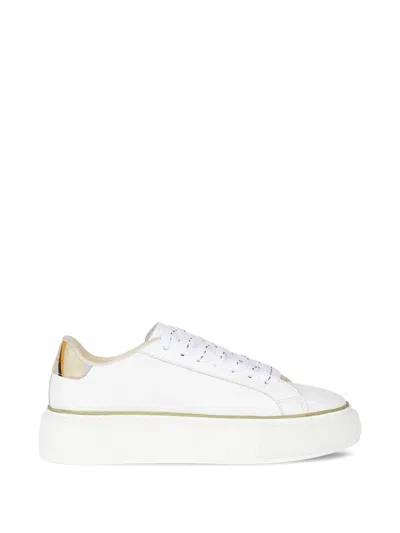 Paul Smith Platform Striped Sneakers In White