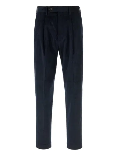 Paul Smith Pleated Corduroy Trousers In Blue