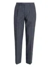Paul Smith Pleated Cotton Straight-leg Trousers In Blue