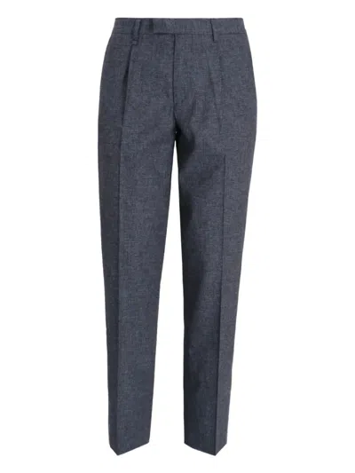Paul Smith Pleated Cotton Straight-leg Trousers In Blue
