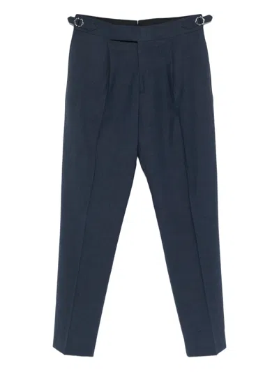 Paul Smith Pleated-front Adjustable Trousers In Blue