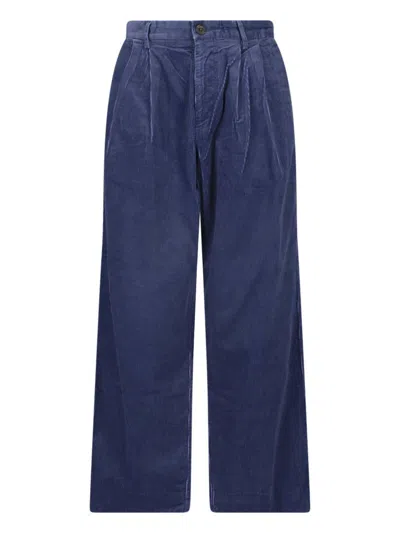 Paul Smith Pleated Wide-leg Corduroy Trousers In Blue