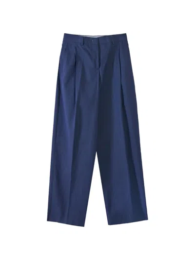 Paul Smith Pleated Wide-leg Trousers In Blue