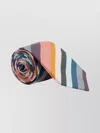 Paul Smith Pointed Tip Silk Tie With Folded Detail In Blue