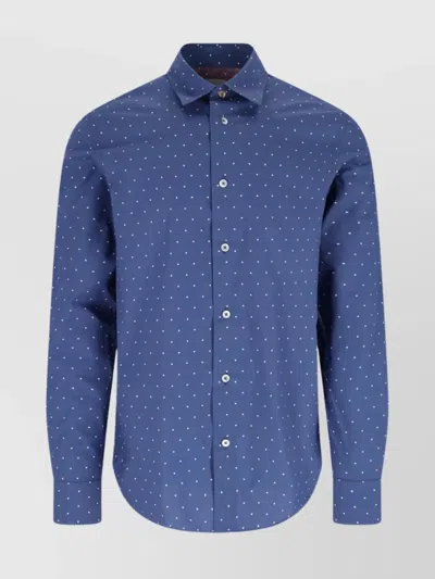 Paul Smith Polka Dot Long Sleeve Button-down Shirt In Blue