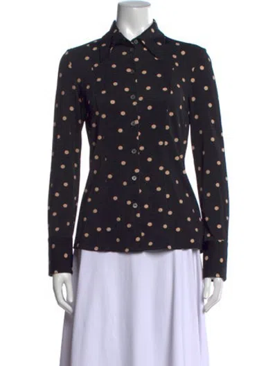 Pre-owned Paul Smith Polka Dot Print Long Sleeve Button-up Top In Black