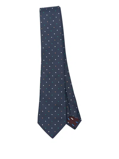 Paul Smith Polka-dot Silk Tie In Blue