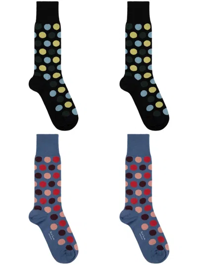 Paul Smith Polka-dot Socks (set Of Two) In Blue
