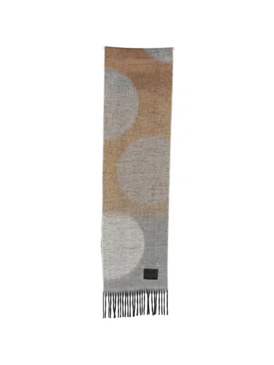 Paul Smith Polka-dot Fringed Scarf In Gray